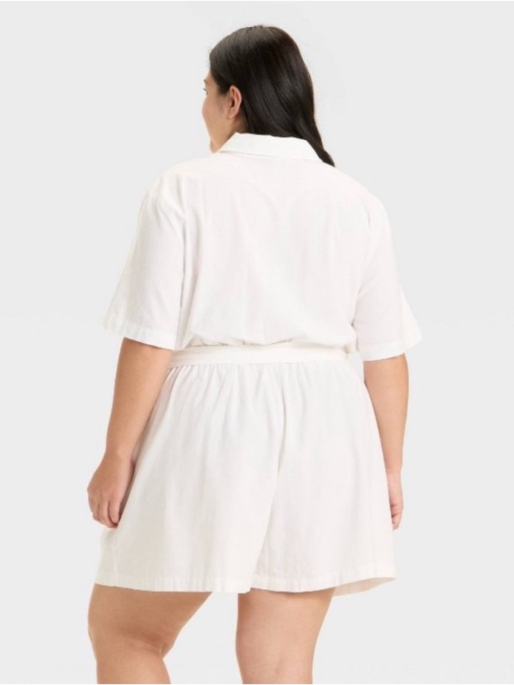 Ava & Viv White Short-Sleeve Tie-Waist Romper Coverup - Picture 2 of 11